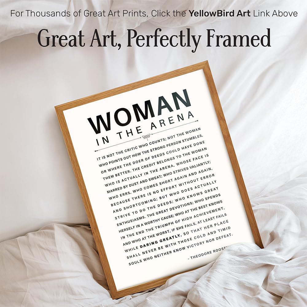 LARGE 11X14 FRAMED - Man/Woman In the Arena - Teddy Roosevelt Poster - Positive Quotes - Motivational Inspirational Wall Art Decor - Uplifting Gift for Women, Feminist, Entrepreneur - Daring Greatly