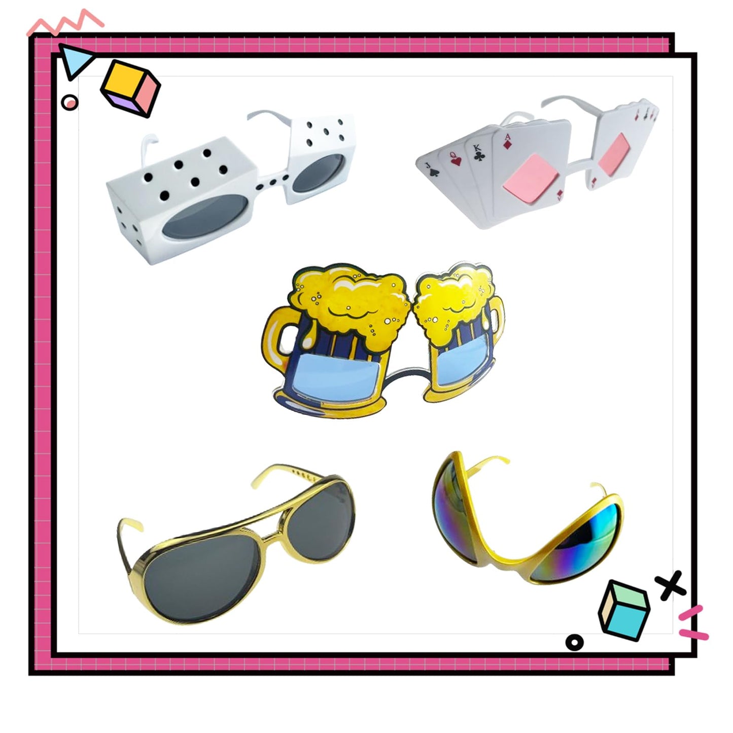 HEYTOP 16 Pack Funny Sunglasses Novelty Party Glassses Masks for Adults Cool Shaped Funny Party Eyeglasses, Photo Booth Props Sunglasses Dress Up Costume Glasses Pack