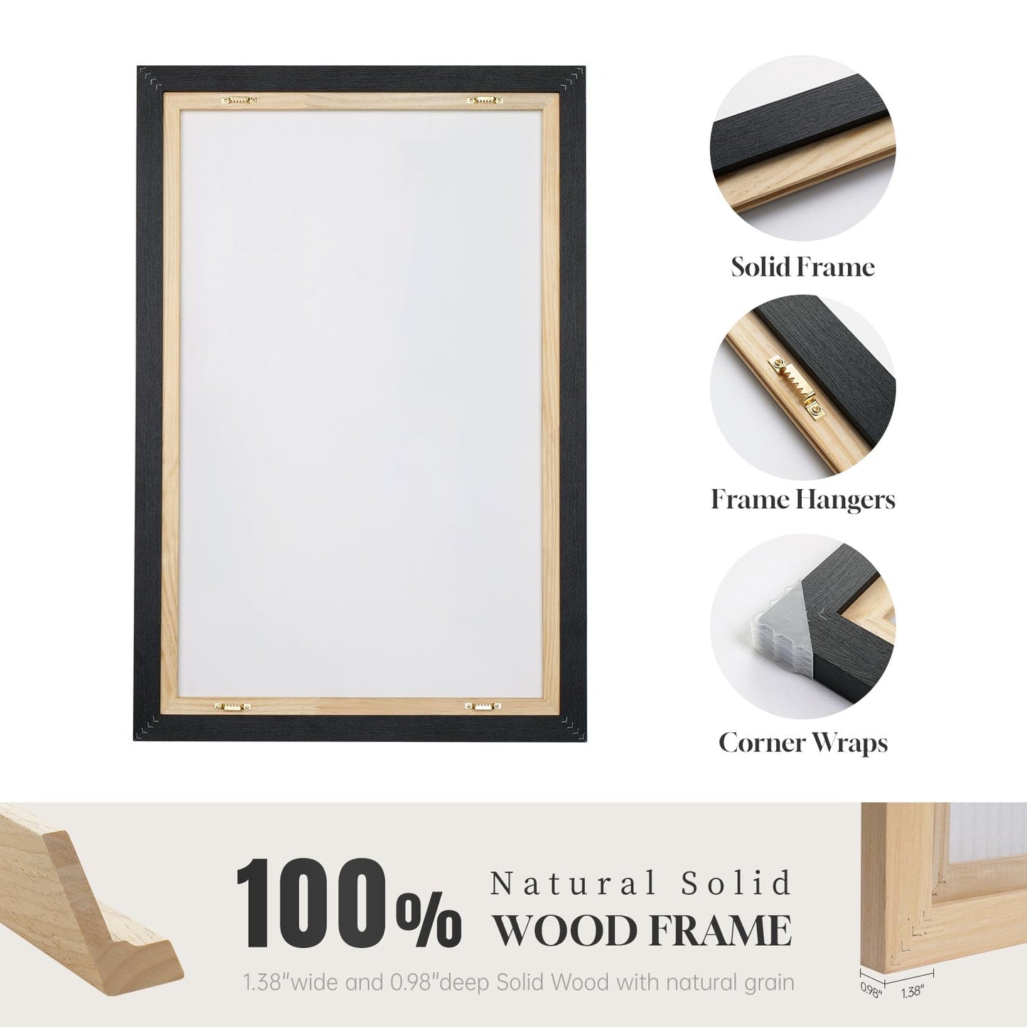 Framed Neutral Abstract Wall Art, Set of 3 Modern Canvas Prints Paintings Artwork for Walls, Minimalist Black and Beige Pictures for Living Room Hallway Stair Bedroom Office Wall Decor 16x24 Inch