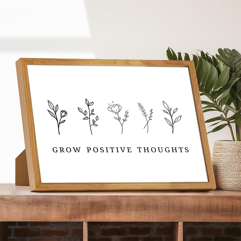 Inspiration Quotes Art Print 11x14 FRAMED - Uplifting Wall Decor for Women - Motivation Boho Home Office Decoration - positive affirmation Sayings, Inspiring Wall Art, Grow Positive Thoughts Self-care
