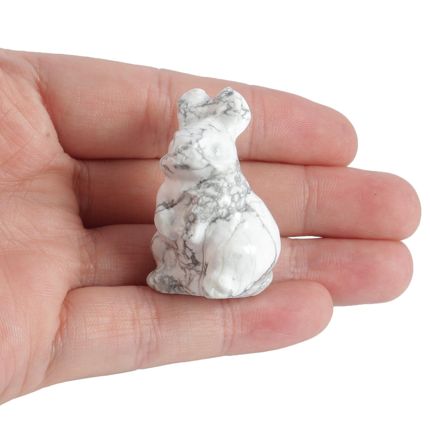 Loveliome Crystal Mini Rabbit Figurine, 1.5 Inch Bunny Sculpture Statue Gemstone Animal for Home Décor or Collectibles, White Howlite Turquoise