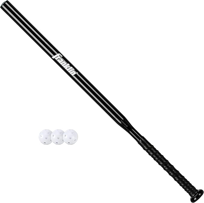 Franklin Sports MLB Baseball Training Bat + Balls - Thin Stick Training Equipment for Hitting Practice - Skinny Mini Bat + Ball Set for Contact Batting - 30"