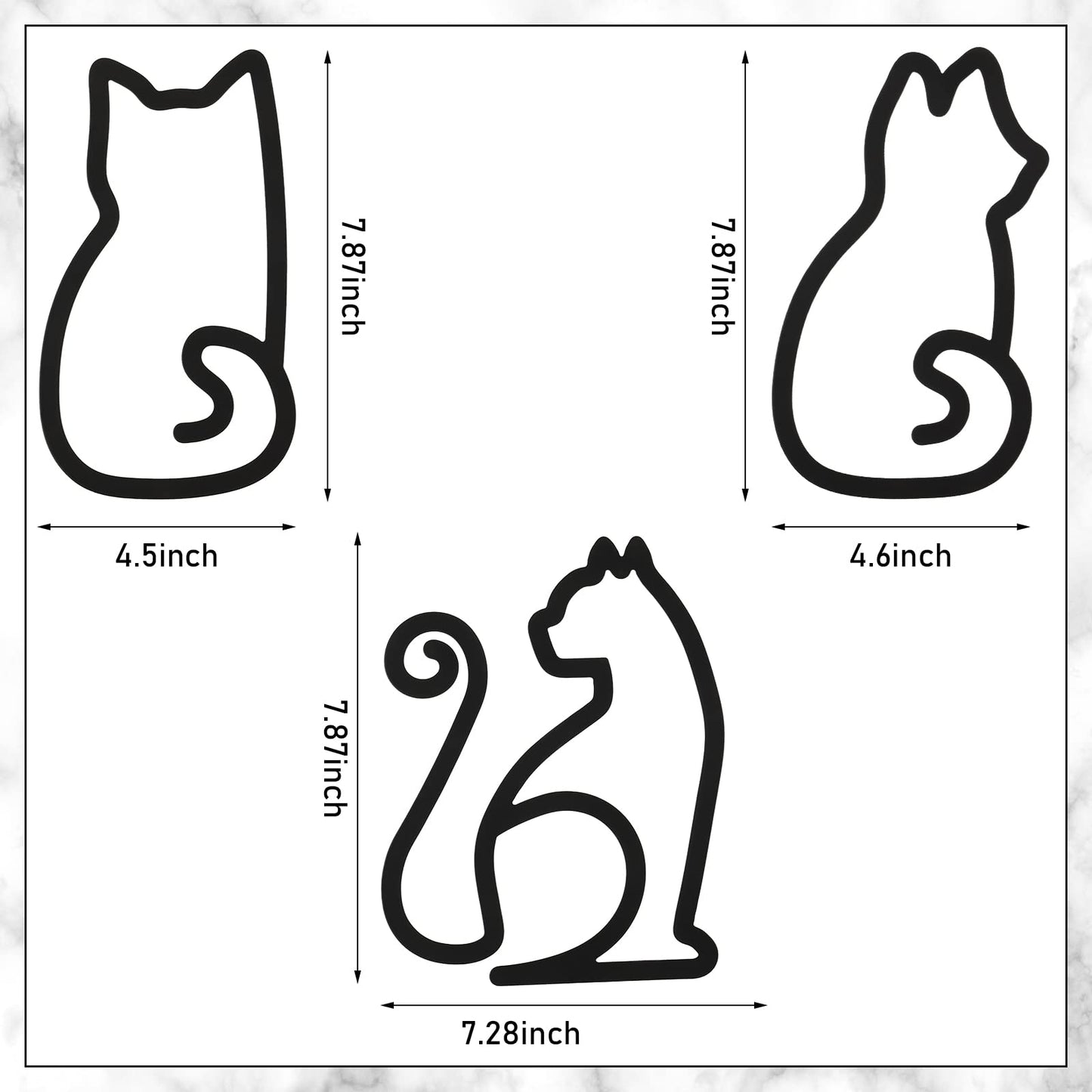 Ferraycle 3 Pieces Black Cat Metal Wall Art Wire Wall Sign Cat Sign Decor for Kitchen Restaurant Shop Decors Christmas Cats Lover Gifts(Cat Style)