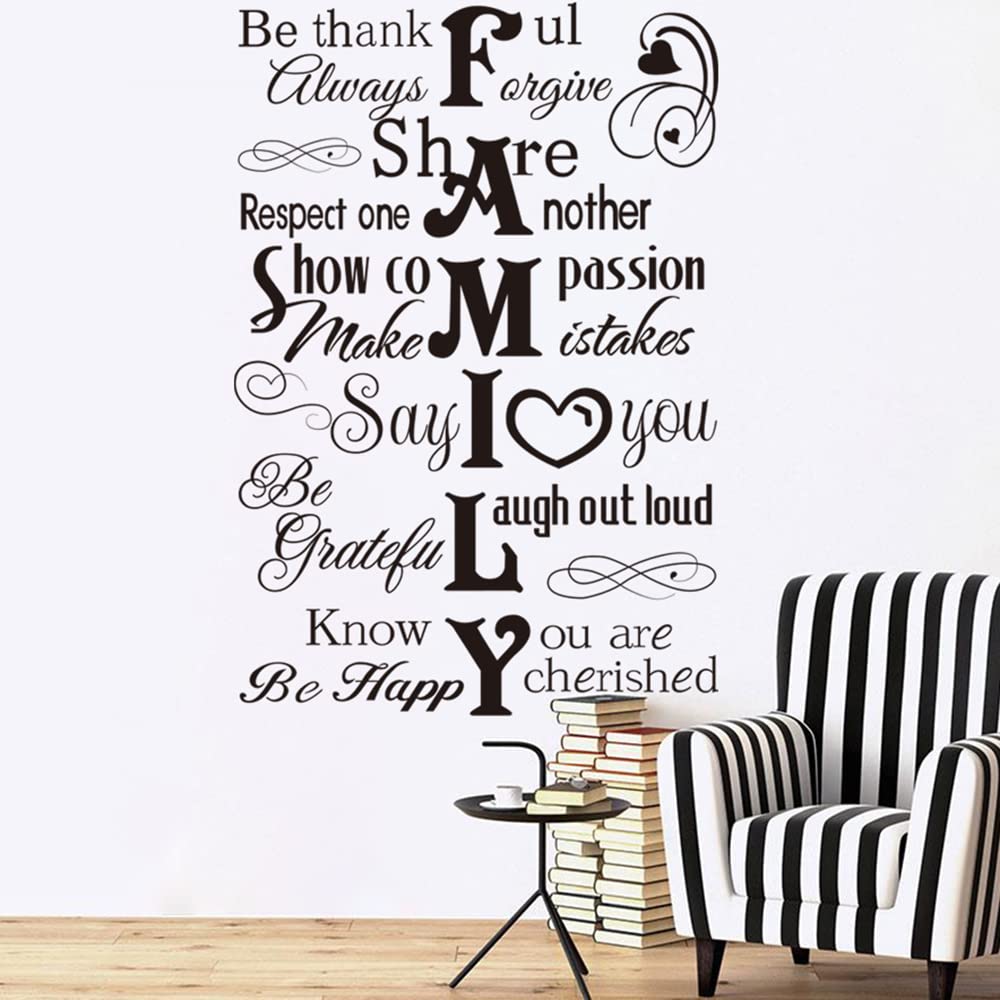 Runtoo Family Saying Wall Art Stickers Inspirational Quotes Wall Decals Living Room Bedroom Home Decor