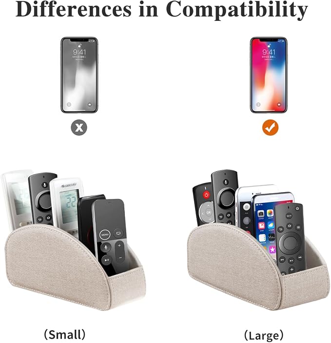 Remote Control Holder PU Leather TV Remote Caddy for Table 5 Compartments Nightstand Organizer for Bedroom Accessories/Bedside Remotes/Media Controllers/Office Supplies Decorations for Living Room