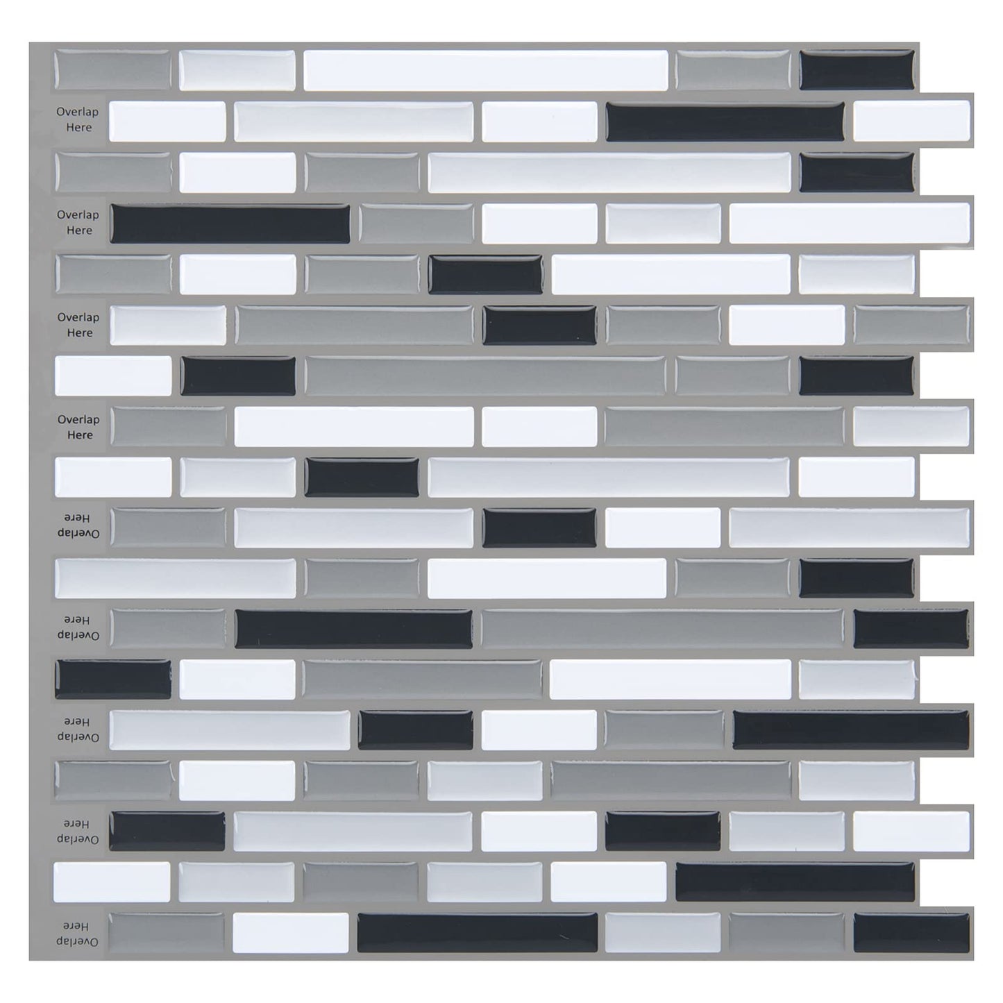 Art3d 12" x 12" Peel and Stick Tile Kitchen Backsplash Sticker Gray Brick (6 Tiles)