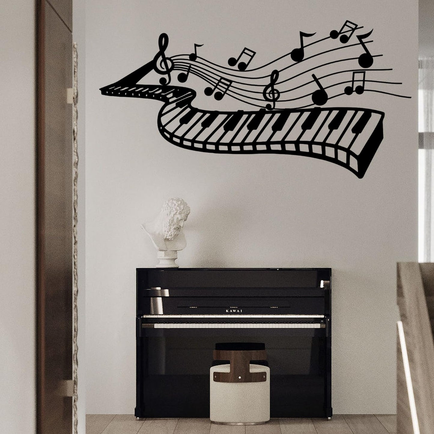 Music Wall Art,Music Metal Note For Wall,Musical Notes Decorations,Music Metal Wall Decor,Piano Wall Art,Musical Notes Wall Decor,Metal Wall Art for Bedroom,Living Room (Black, 35"x18" | 90x46cm, metal wall art)