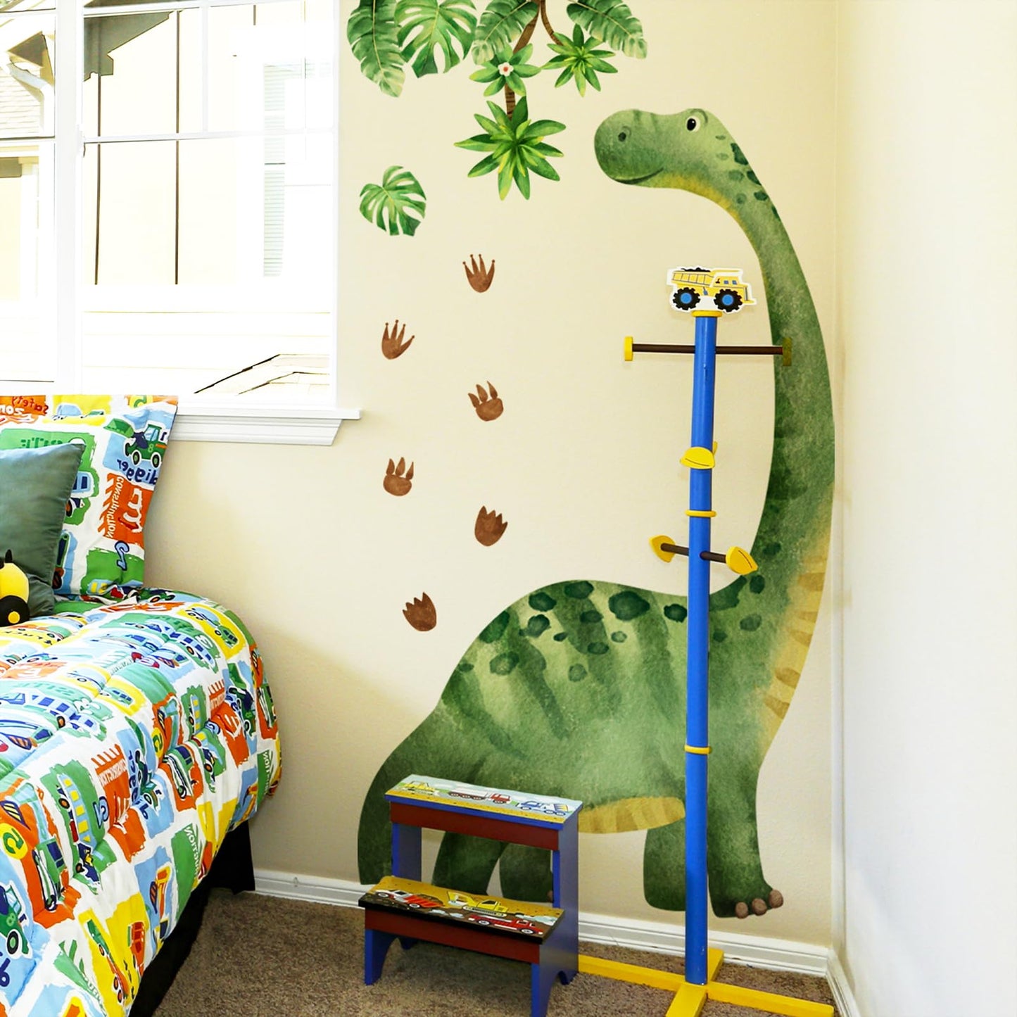 Large Dinosaur Wall Decals for Boys Room, Sunoyar Removable Kids Dinosaur Wall Decor, Peel & Stick Dino Wall Stickers for Nursery Bedroom