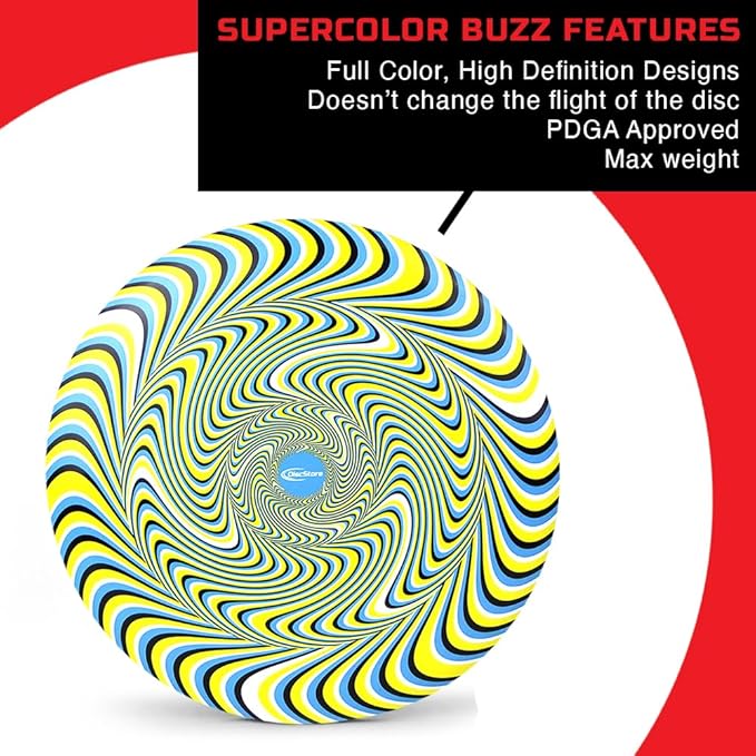 Discraft ESP Buzzz Supercolor Midrange Disc Golf Disc - Custom Design Discraft Discs - Straight Flying and Great for All Skill Levels - Free Mini Marker Included