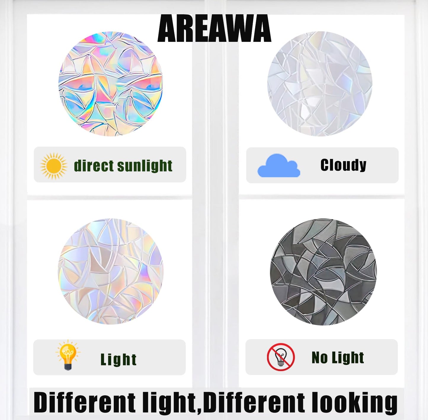 30 Pcs Star Ring Circle Window Clings - Anti-Collision Decals to Save Birds, Non-Adhesive Rainbow Stickers