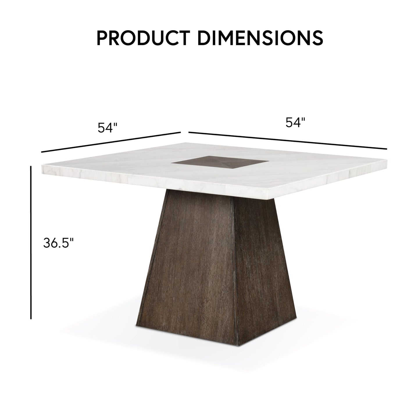 Furniture of America Rafferty Modern Solid Wood 54-inch Square Counter Height Dining Table with Genuine White Marble Tabletop and Tapered Pedestal Base, for Home Kitchen, Living Room, Dark Walnut