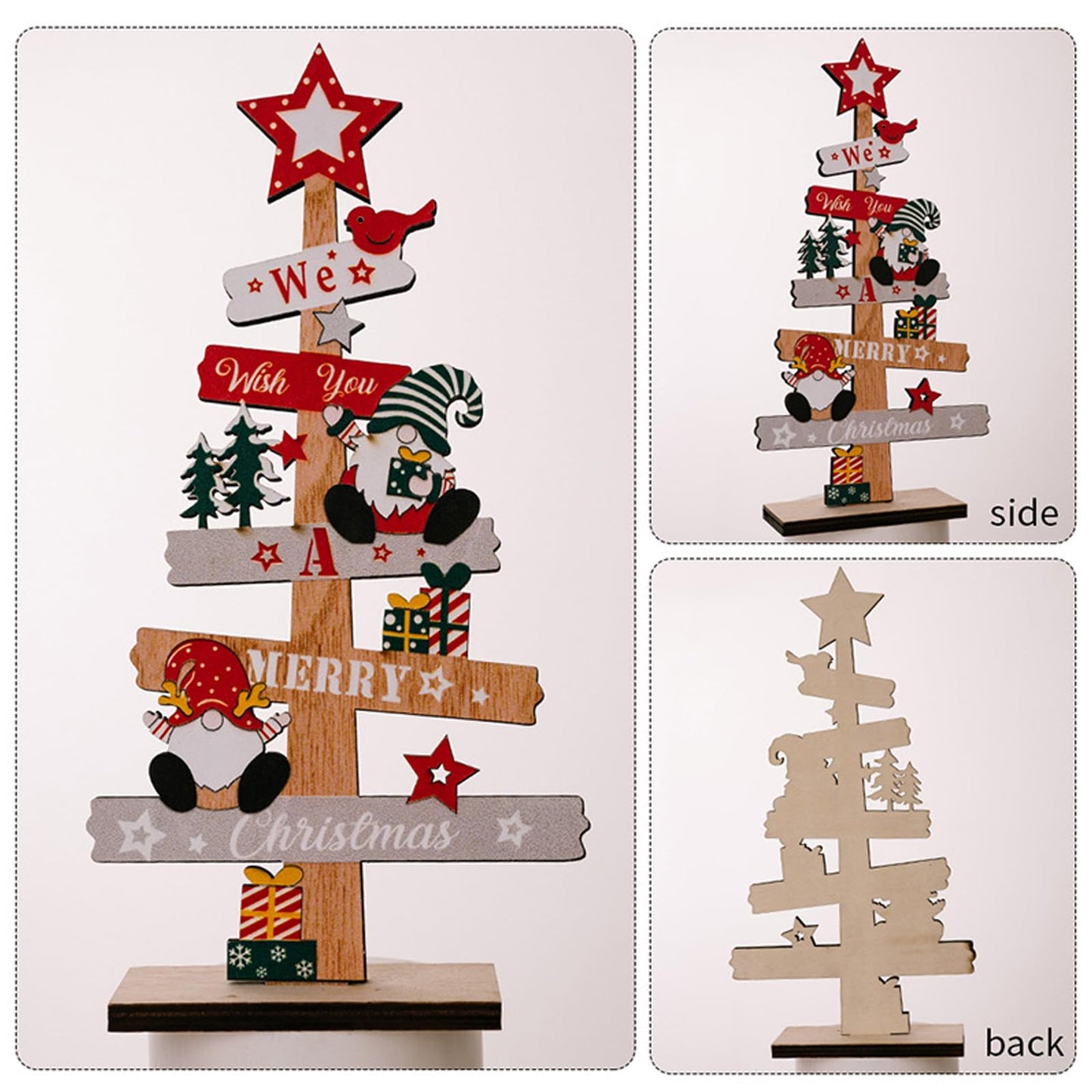 Anikoocory Christmas Tree Gnome Decorations for Home, Tabletop, Wooden Xmas Ornaments for Office Party Tiered Tray Desk Decor (We Wish You A Merry Christmas)
