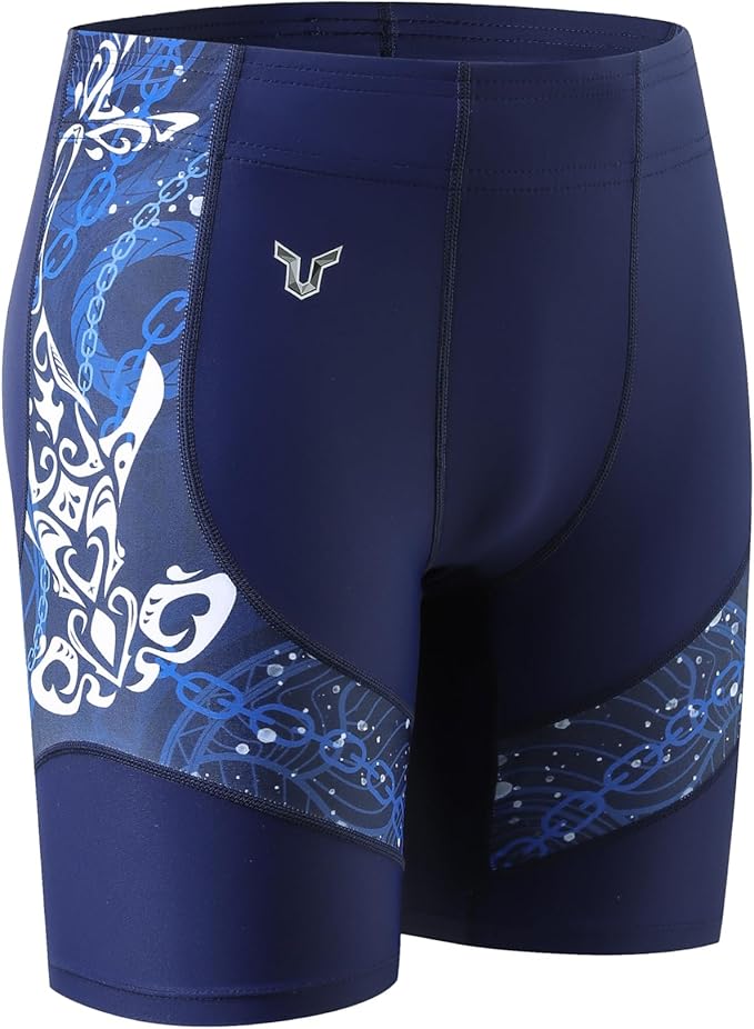HUGE SPORTS Men's Rash Guard Swim Shorts Compression Swimming Jammer Cool Dry Active Swimsuit Workout Shorts Sports Tights