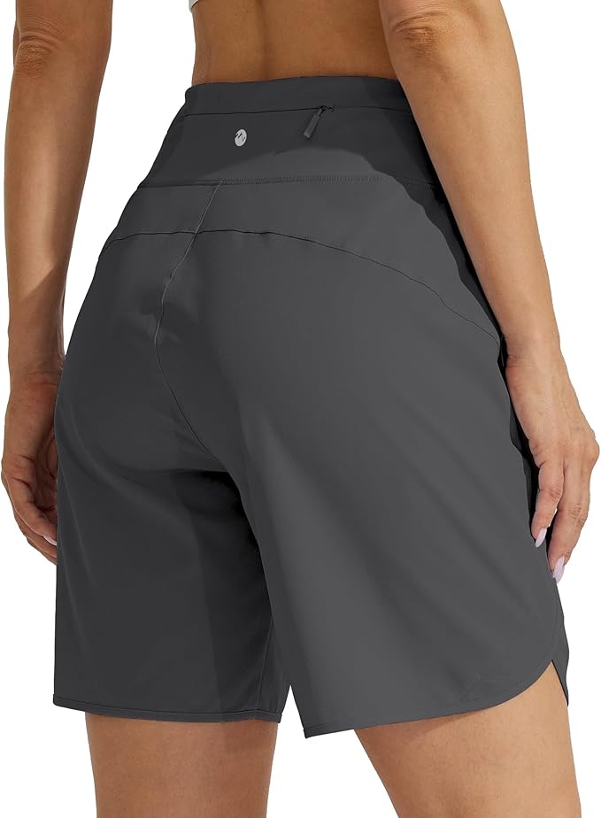 Willit Women's 7" Athletic Running Shorts Long Workout Hiking Shorts Quick Dry High Waisted Active Zipper Pocket(X-Small)