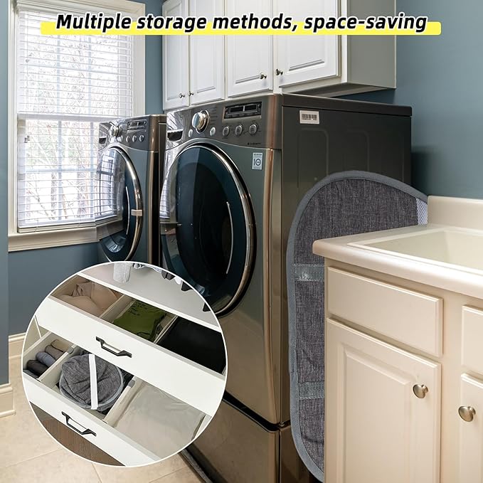 Collapsible Laundry Basket, 90L Foldable Pop-up Laundry Hamper with Reinforced Handles, Tear Proof Mesh Dirty Clothes Hamper for Laundry (Blue, 2PCS)