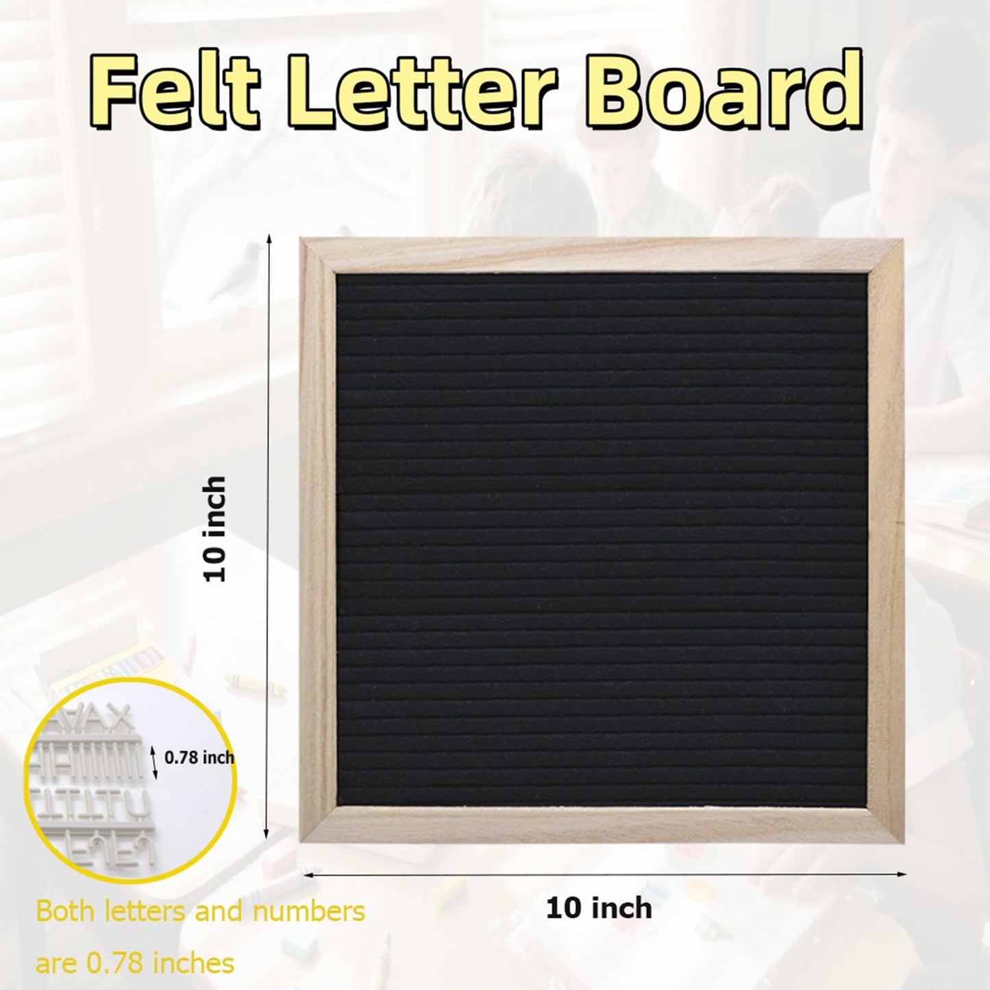Intomyth Felt Letter Board with 336 Letters Numbers & Symbols, First Day of School Board, 10x10 Inches, Changeable Message Board with Wooden Frame Wall Mount Hook (Black)