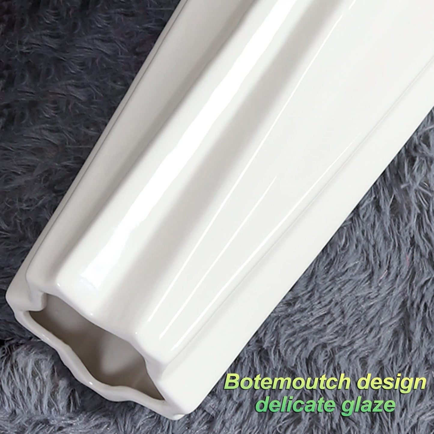 FKTHYO Floor vase Ceramic Vase,Decorative Large,Floor, Large Floor Vase,White Ceramic Vase,Handcrafted,Sophisticated Vessel for Decorative Branches and Dried Flowers (White 45cm)