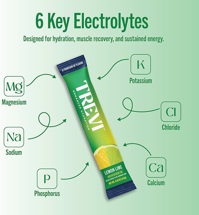 TREVI™ Sugar Free Electrolytes - Drink Mix Hydration Powder Packets - 28 Count - Lemon Lime