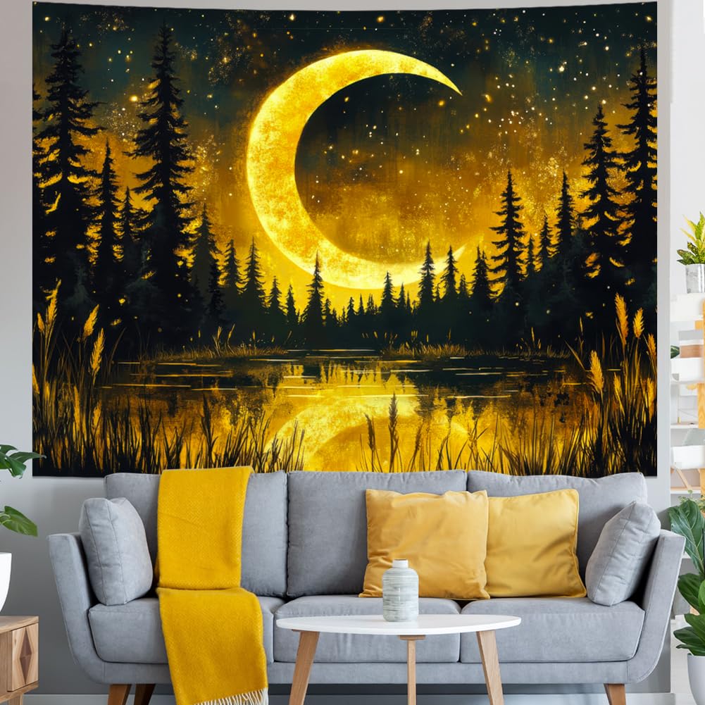 Generleo Galaxy Moon Tapestry Fantasy Forest Tapestries Tree of Life Wall Decor Psychedelic Starry Sky Tapestry Wall Hanging for Bedroom
