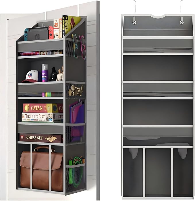 4 Tier Over The Door Organizer - 35lbs Load Hanging Closet Organizer and Storage with Large Pockets, Swing-Proof Behind The Door Organizer for Bathroom Nursery Small Room Essentials