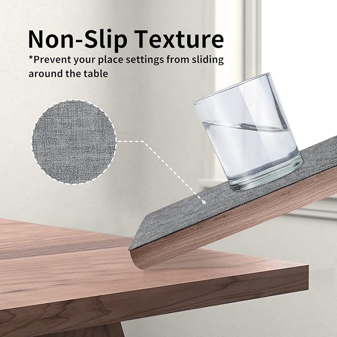Maxpearl Faux Leather Placemats Set of 4 - Waterproof - Wipe Clean - Heat Resistant - Anti Slip Dining Table Place Mats, Suitable for Indoor & Outdoor Use, 17’’×12’’, Grey