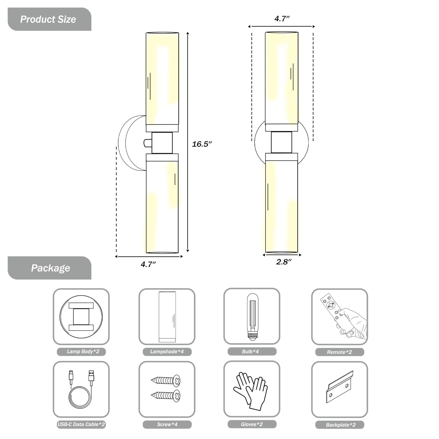 Rayogale Battery Operated Wall Sconces Set of 2, Rechargeable Wireless Wall Lights Remote Control, 10000mAh Not Hardwired Timer Dimmable Wall Lamps for Living Room Bedroom Entryway Gold 16.5 Inch