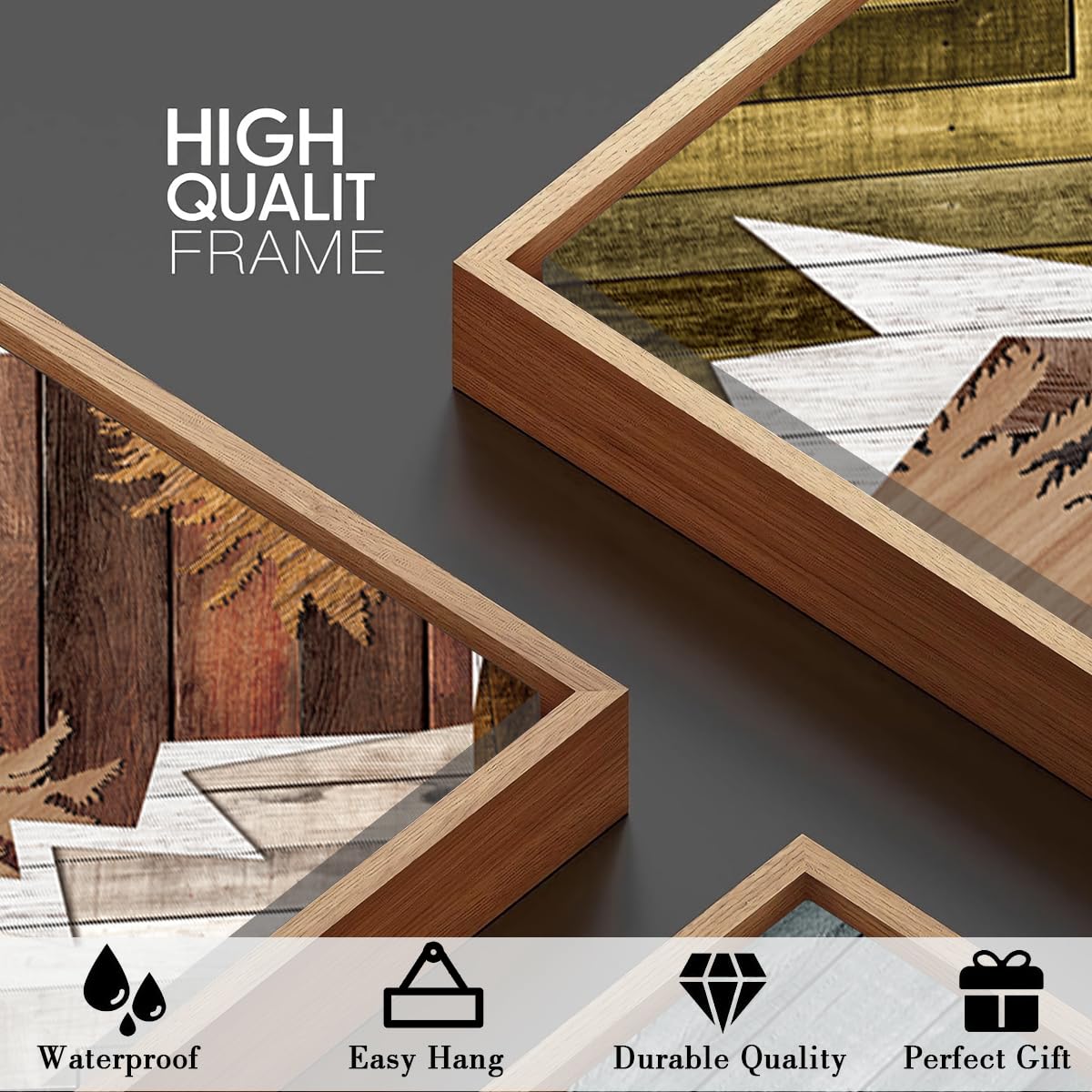 BINCUE Extra Large Mountain Wall Art Farmhouse Mountain Wall Decor Large Landscape Artwork 24x36 Inches Set of 3 Framed Rustic Painting Boho Mountains Artwork for Living Room Bedroom Office