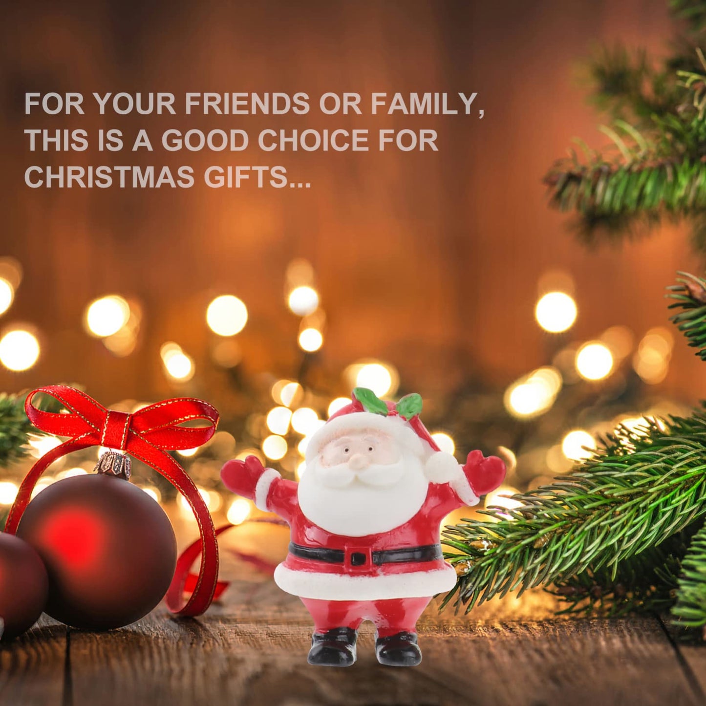Happyyami 10 Pcs Santa Claus Resin Miniature Ornaments, Christmas Desktop Decorations for Home Office, for Holiday Decor and Children