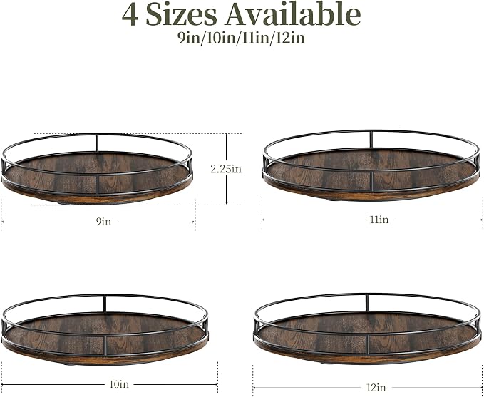 LAMU 9'' Lazy Susan Organizer for Table Top,Wooden Lazy Susan Turntable for Cabinet,Kitchen,Spice Organization,Bathroom Vanity,Rotating Pantry Storage for Table Decor
