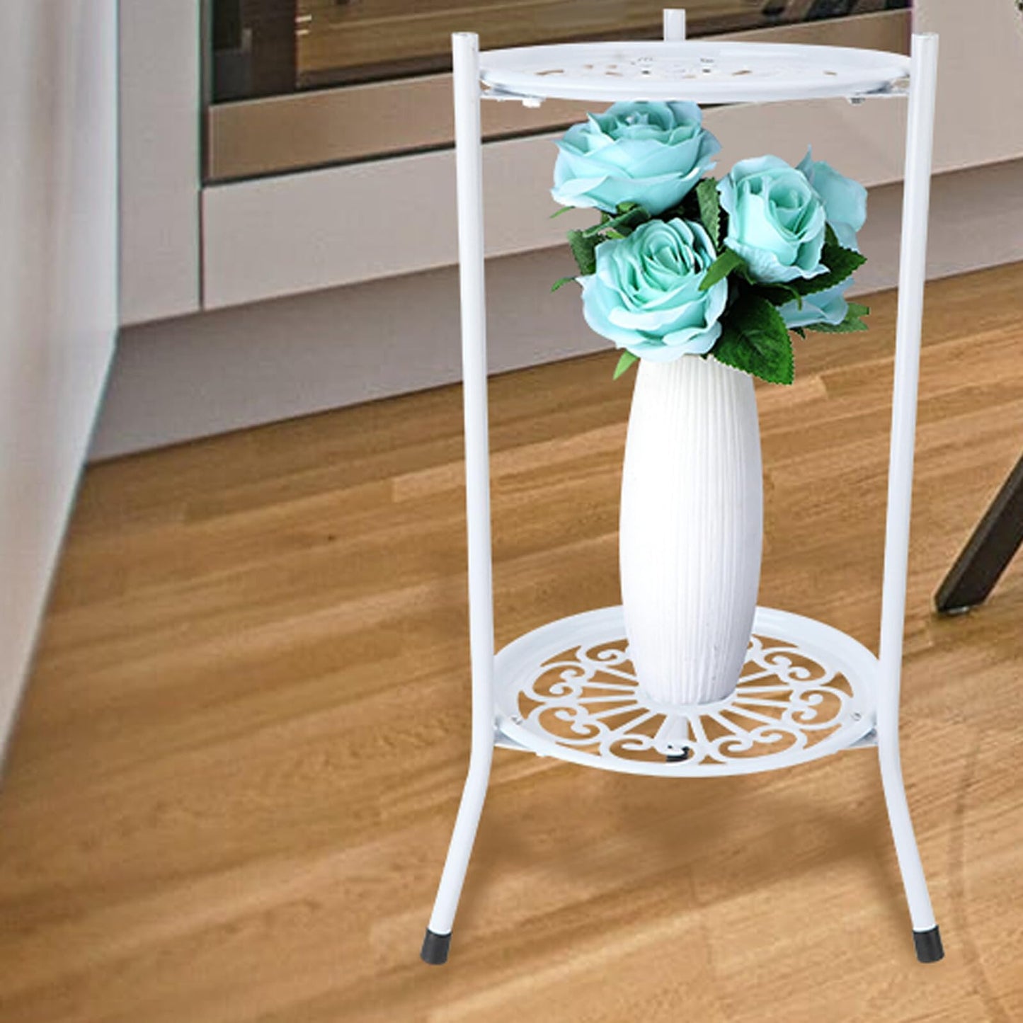 jojofuny Metal Flower Stand Double Plant Holder Indoor Outdoor Flowerpot Stand for Home Garden Patio Balcony Decor
