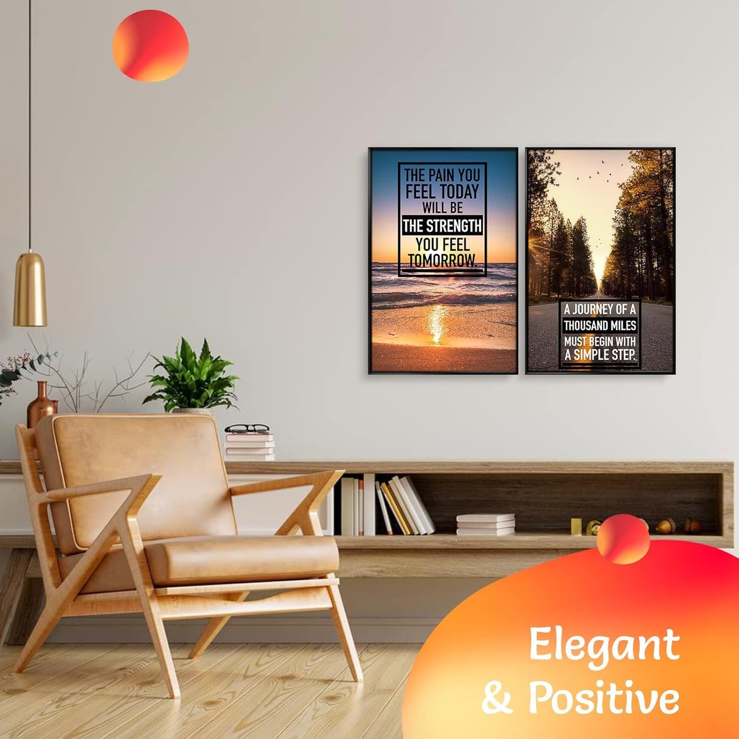 Throwbacktraits Canvas Motivational Wall Art – Set of 6 Inspirational Prints with Uplifting Phrases & Vibrant Images, Eco-Friendly & Framed, Ready to Hang for Office Wall Decor, Living Room & Bedroom Décor