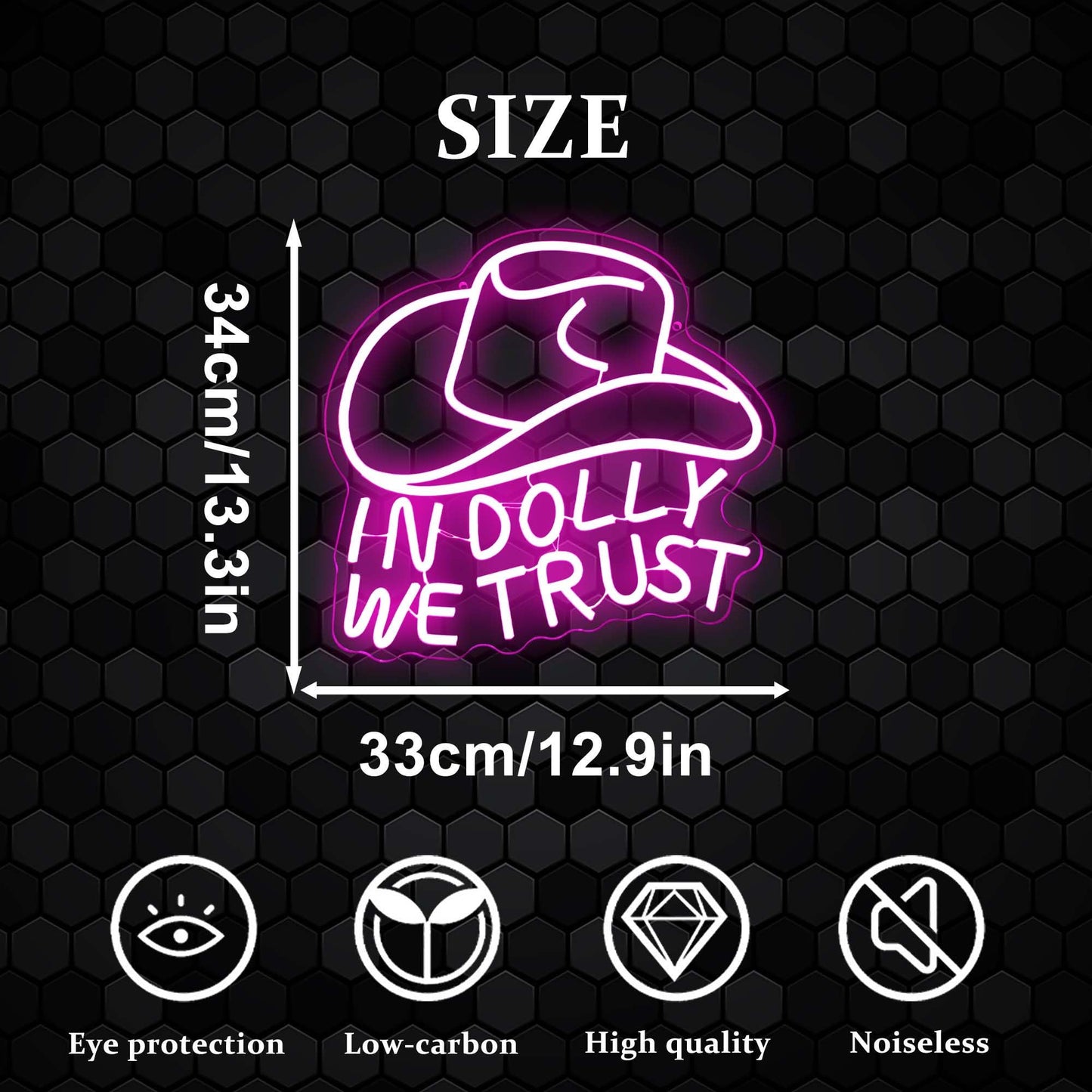 In Dolly We Trust Neon Sign, Pink Cowgirl Hat LED Signs, Country Retro Style Western Wall Art, USB Powered for Teen Bedroom Man Cave Party Aesthetic Christmas Birthday Gift(12.9 * 13.3in)