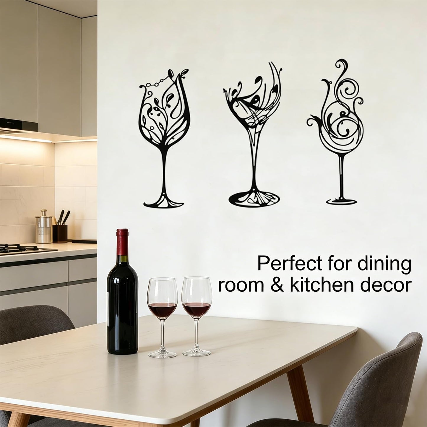 TYFYO 3 Pcs Wine Wall Art Decor - Black Metal Wine Signs Set of 3, Modern Industrial Bar Decor for Dining Room, Kitchen, and Entertaining Spaces - Unique Drinker Gift for Men and Women