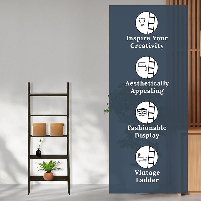 BARNWOODUSA Throw Blanket Ladder – Fully Assembled Reclaimed Wood – Rustic Decorative Ladder for Towels, Quilts, & More – Perfect Farmhouse Decor for Bathroom, Porch, or Living Room,3ft.