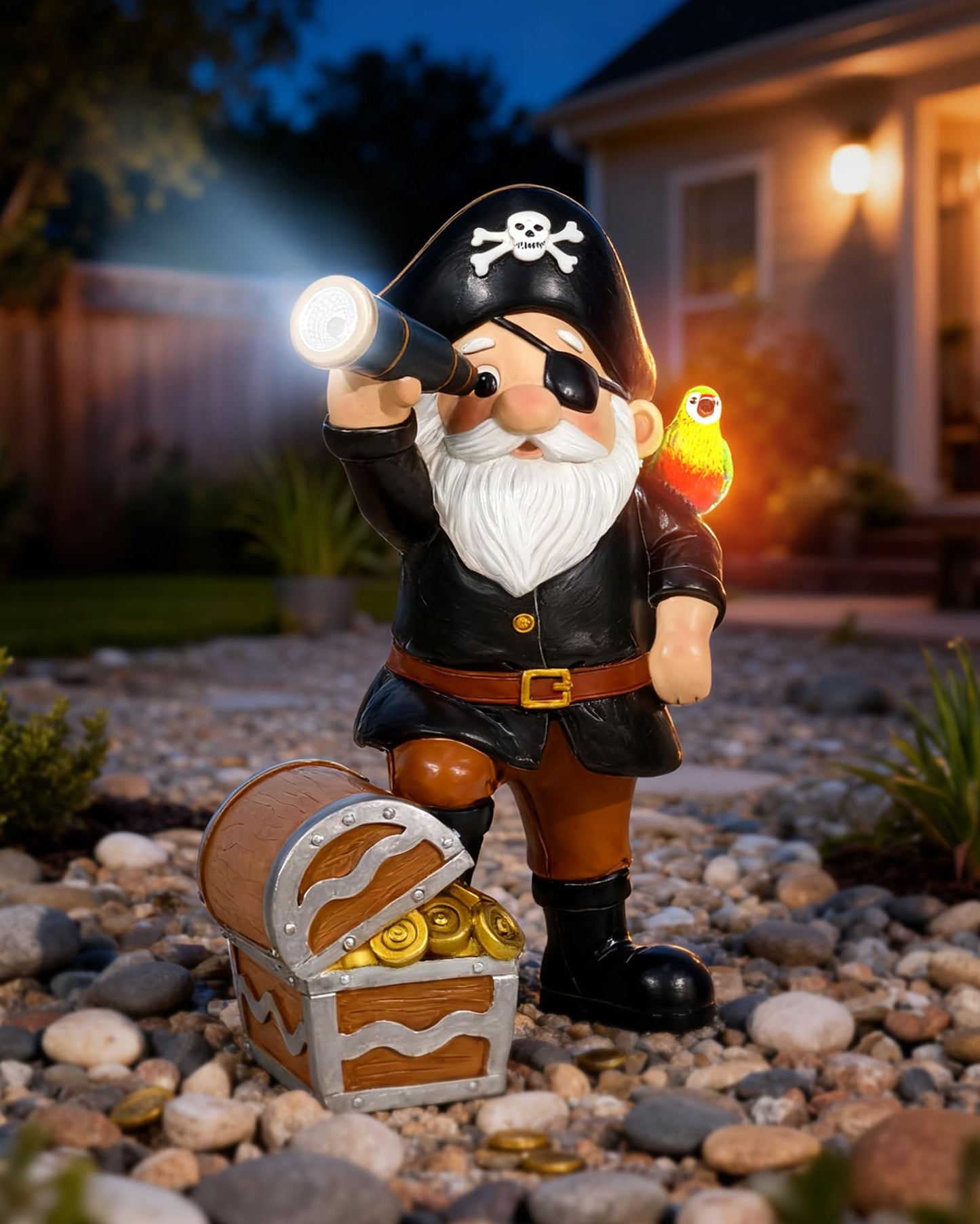 Miggley Solar Pirate Gnome Statue – Whimsical Outdoor Garden Decor for Yard, Patio, Lawn, Backyard – Ideal Gift for Women, Garden Lovers, Moms, Birthdays