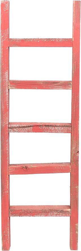 BARNWOODUSA Rustic Decorative Ladder - 100% Upcycled Wood (48" x 12" x 1.5", Rustic Red)