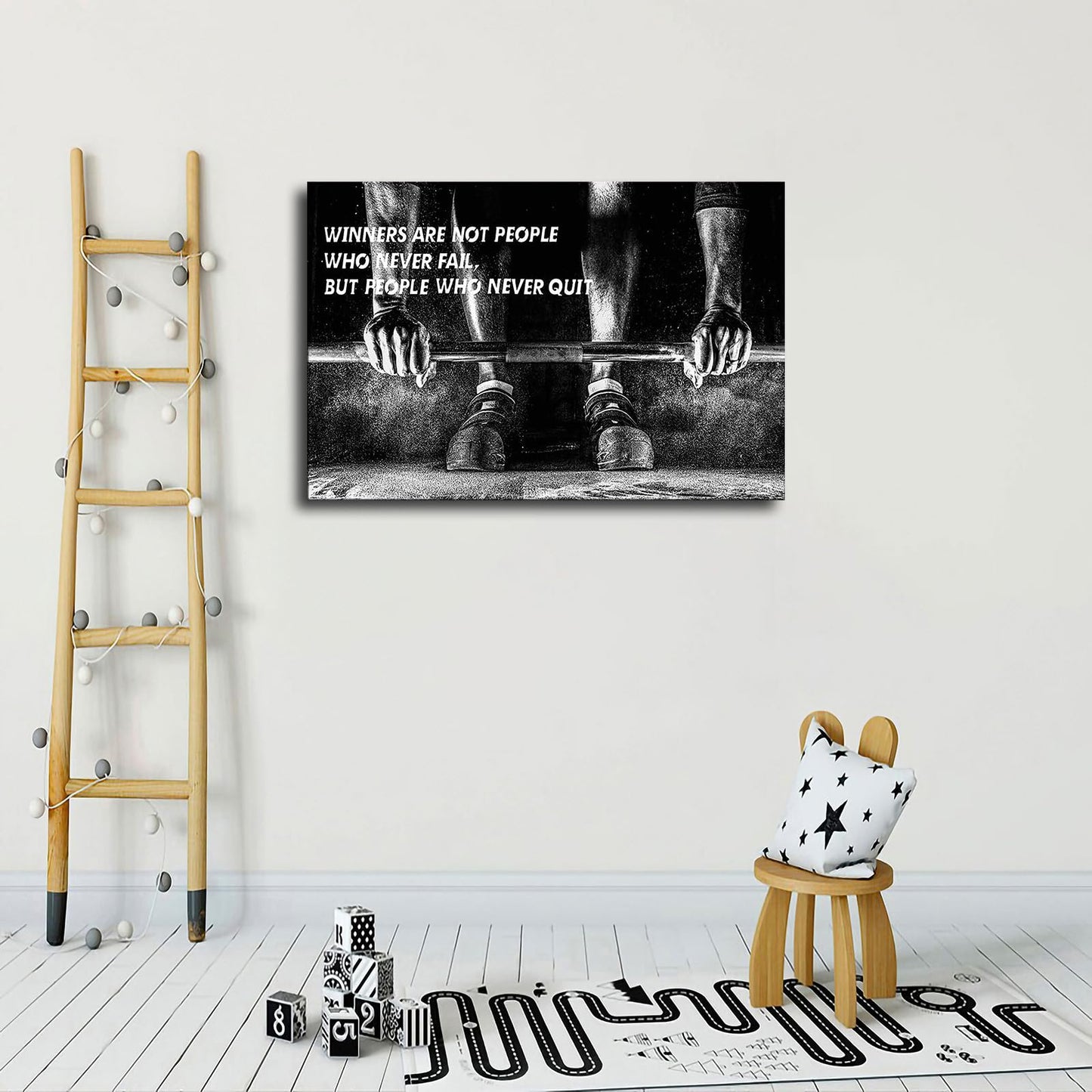 Quotes Wall Art Black and White Weightlifting Pictures Man Bodybuilding Motivational Poster Art Canvas Prints—Suitable for Home Decor in Living Rooms, Bedrooms, Hallways, and More. (08x12 No Framed)