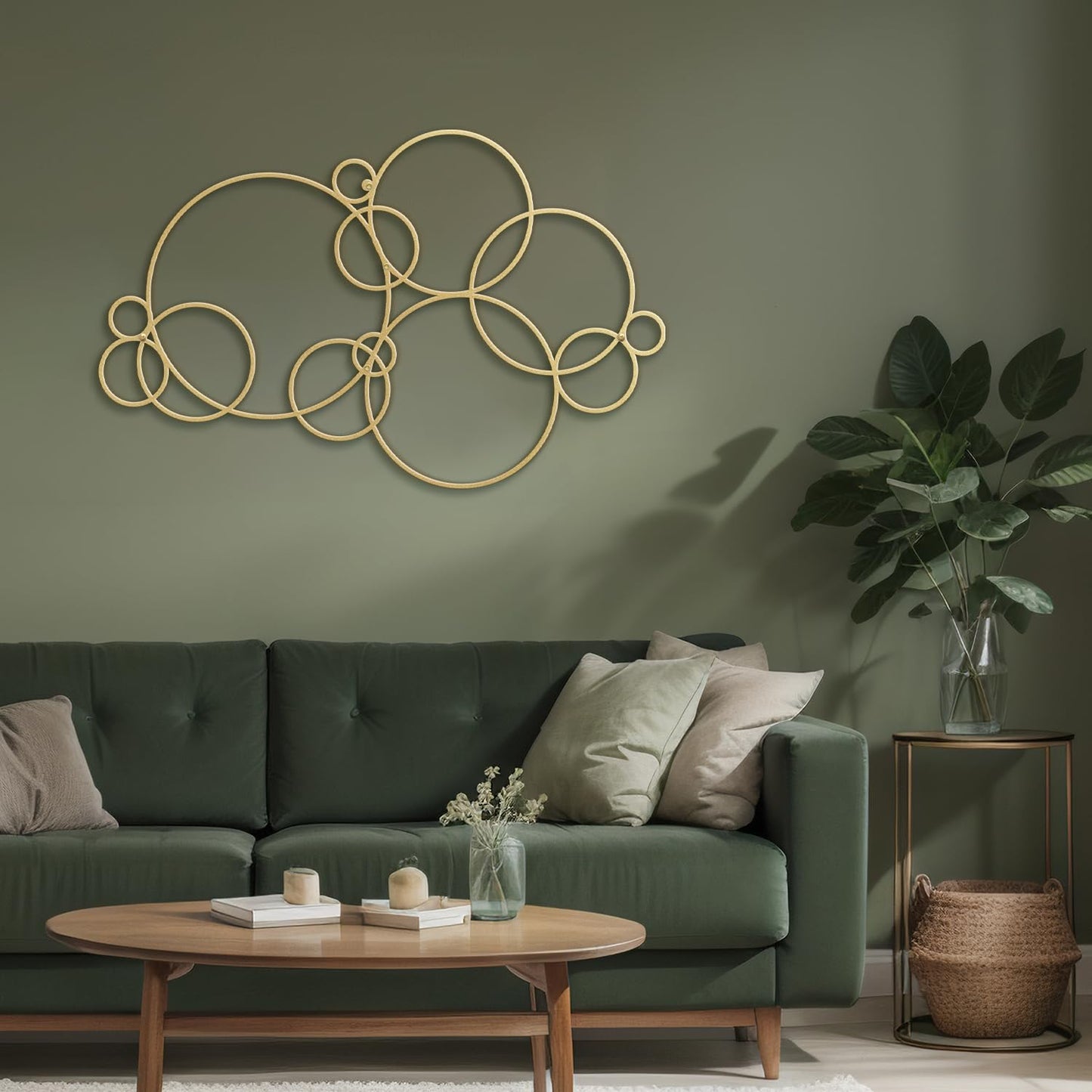 SIGNLEADER Metal Wall Decor Circles Bubbles Minimalist Modern Luxury Wall Sculpture Hangings 3D Statue Home Decoration for Living Room, Bedroom, Bathroom, Kitchen, Fireplace, Office - 36" Gold