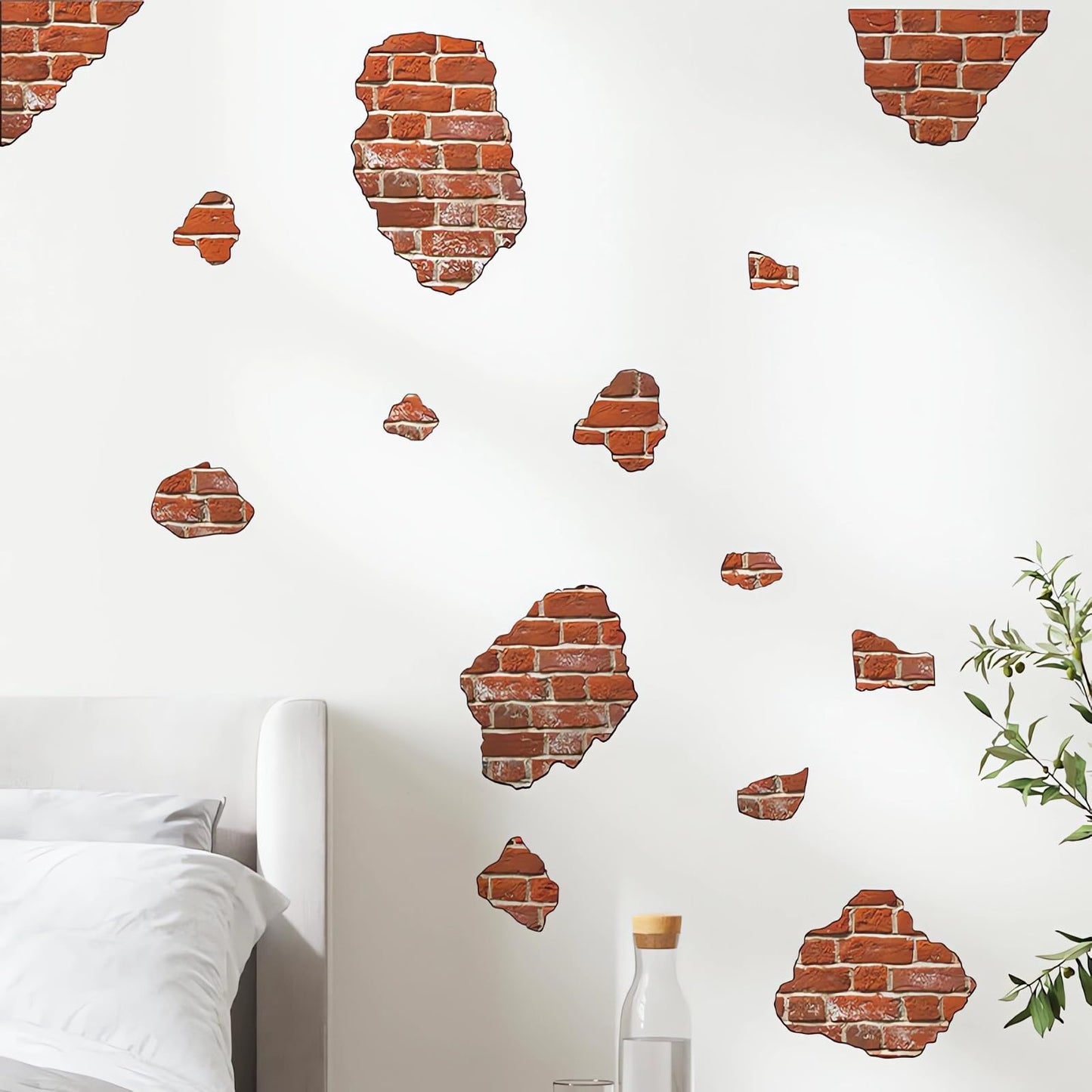 Retro Brickyard Faux Brick Wall Stickers, sacinora Brick Breakaway DIY Art Wall Decals Removable Vinyl Peel and Stick for Cafe Study Room Living Room Bedroom Home Decorations