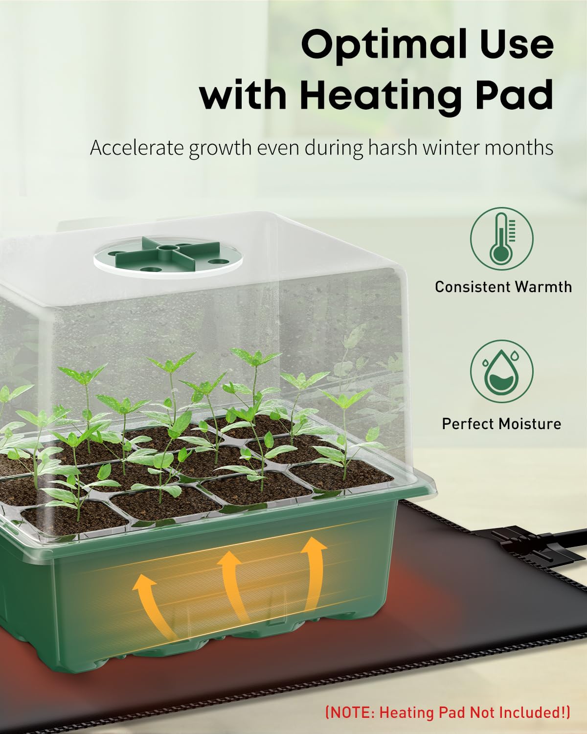 Pawfly 10 Pack Seed Starter Kit, 120 Cells, Seed Starter Trays with 4" Humidity Domes, Planting Tools & Labels, Indoor Seedling Starter Trays, Reusable Plant Germination Trays, Seed Starting Trays