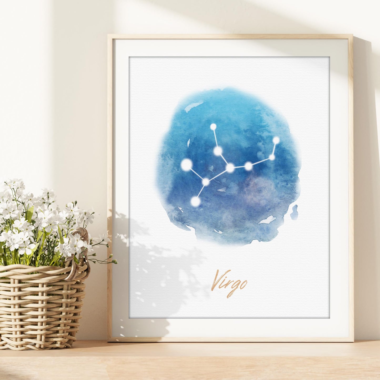 DREAM BIG PRINTABLES Virgo Constellation Art Print - 8x10 (Unframed) | Zodiac Star Sign Wall Decor for Astrology Enthusiasts