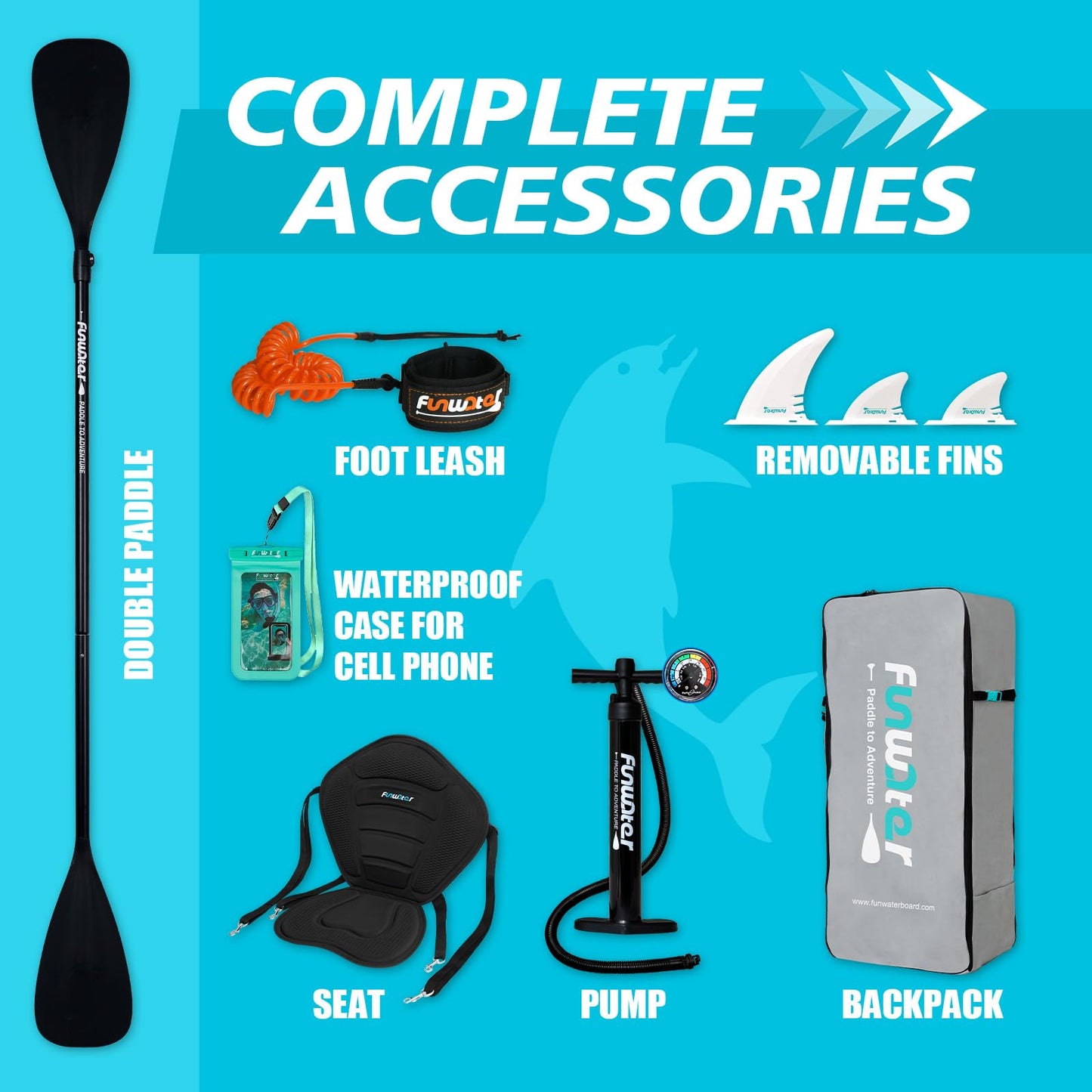 FunWater Inflatable Stand Up Paddle Boards Ultra-Light SUP Wide Stable Design Non-Slip Comfort Deck for Youth & Adults with Premium SUP Board Paddle Accessories