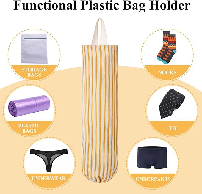 TOGETRUE Plastic Bag Holder, Wall Mount Grocery Bag Holder, Reusable Trash Bags Organizer for Home Kitchen Pantry Decor (Yellow)