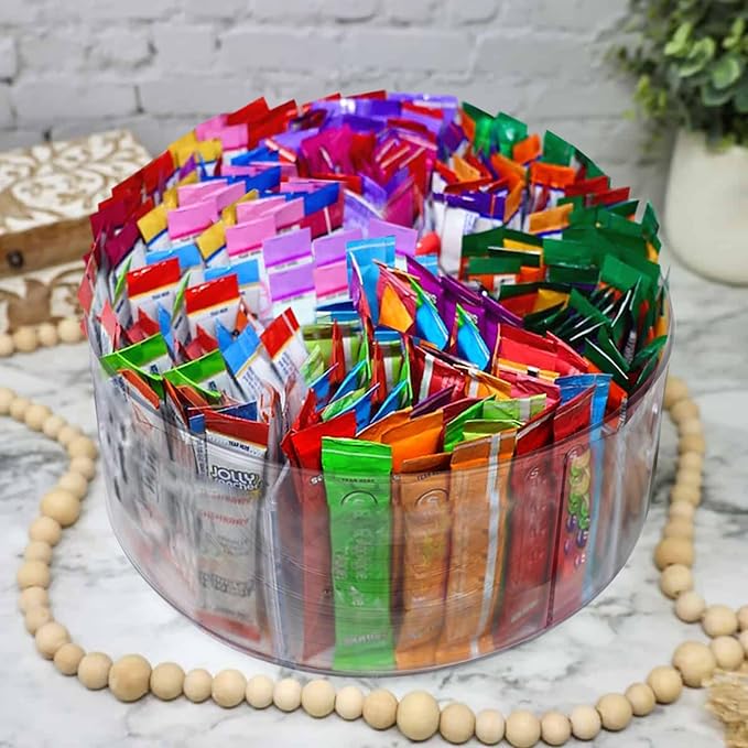 Drink Packet Organizer for Powdered Drink Mix,Powder Packet,Water Packet,Water Flavor Packet,Lazy Susan Organizer for Drink Mix Rotating Holder for Necessities