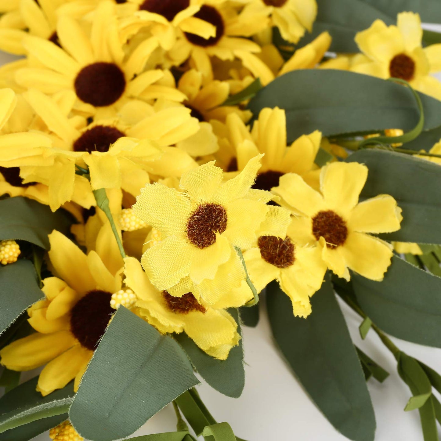JINGHONG Yellow Spring Wreath 22 Inch Summer Wreath with Sunflower and Daisy Flower Wreaths for Front Door Window Wall Decoration and Indoor Outdoor Decor