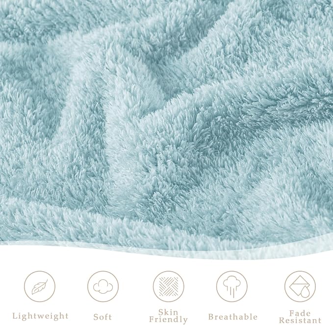 Exclusivo Mezcla Fleece Bed Blankets Queen Size, Ultra Soft, Lightweight and Fuzzy Stone Blue Blanket for Women, Home Decor, 90x90 Inches