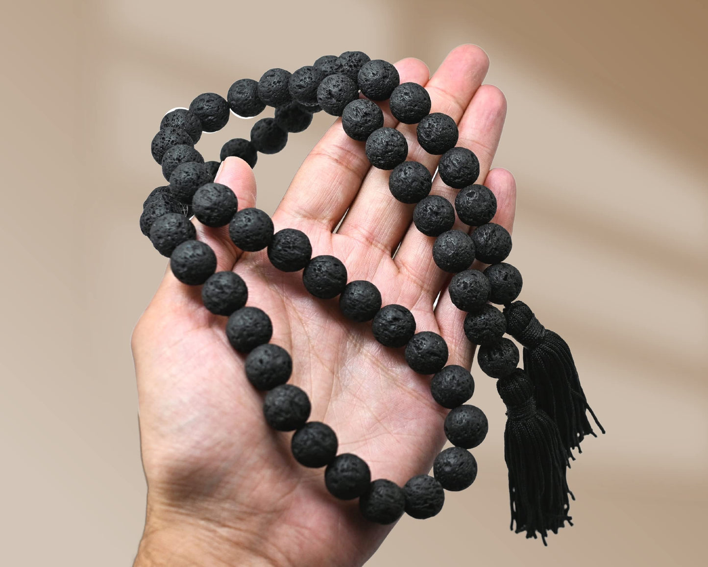 Amazing Gemstone Lava Crystal Farmhouse Decor Beads with Tassel - 38" Crystal Bead Garland Decor for Farmhouse Wall Decor, Home, Coffee Table, Shelf - Rustic Country Boho Prayer Beads Wall Decor