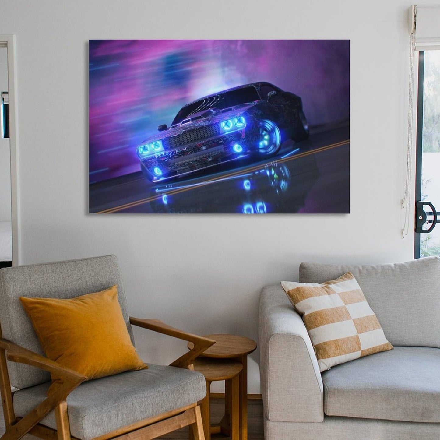 Muscle Car JDM Neon Sport Car Posters for Room Mens Living Room Bedroom Decor Aesthetic Art Prints Car Wall Decor Canvas Art Wall Decor Framed Unframed 12x18inch(30x45cm)