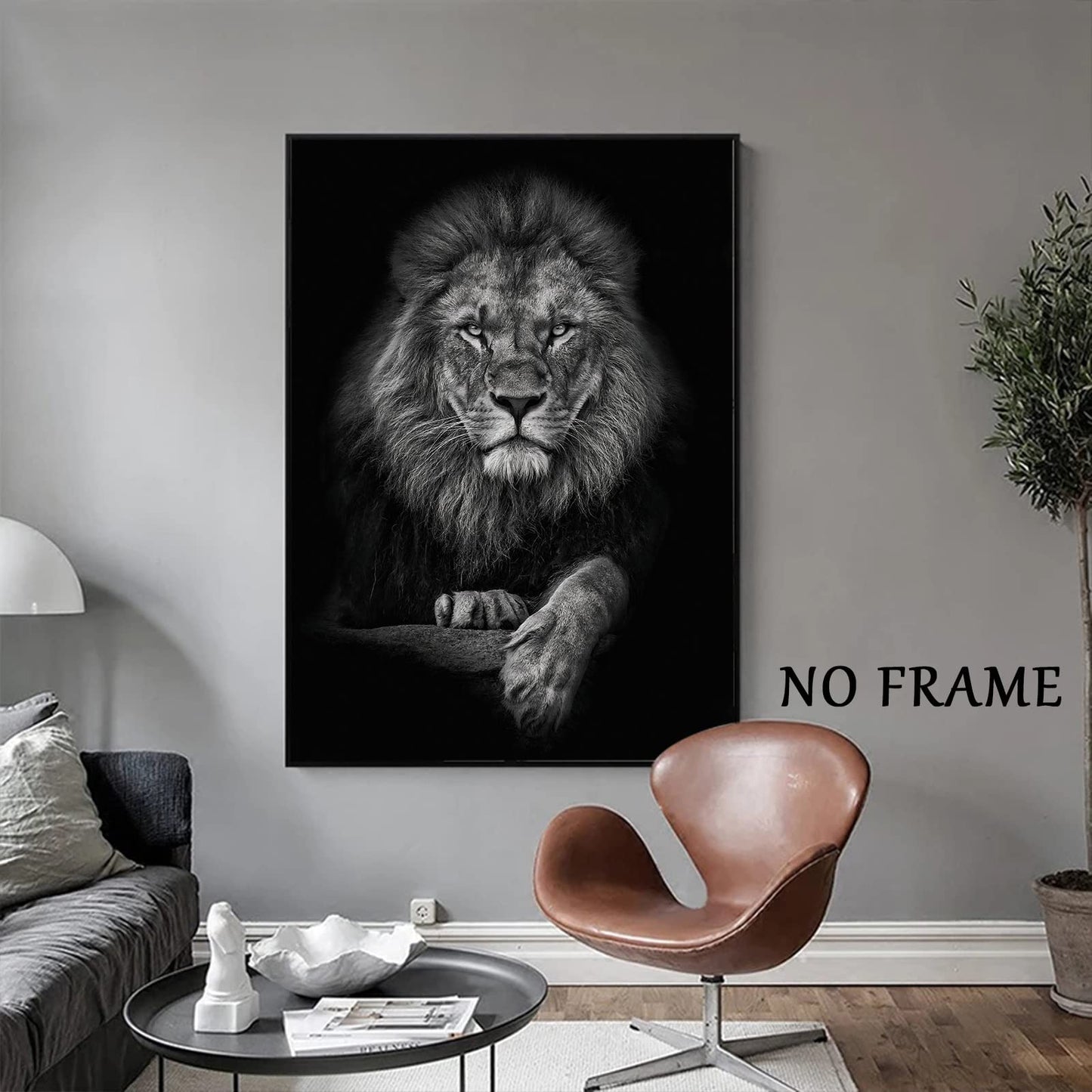 Black And White Lion Canvas Wall Art Animal Prints Portraits Lion Head Wall Art Painting Black And White Animal Posters Lions Portrait Canvas Artwork Wild Animal Pictures Wall Decor 16x24inch No Frame