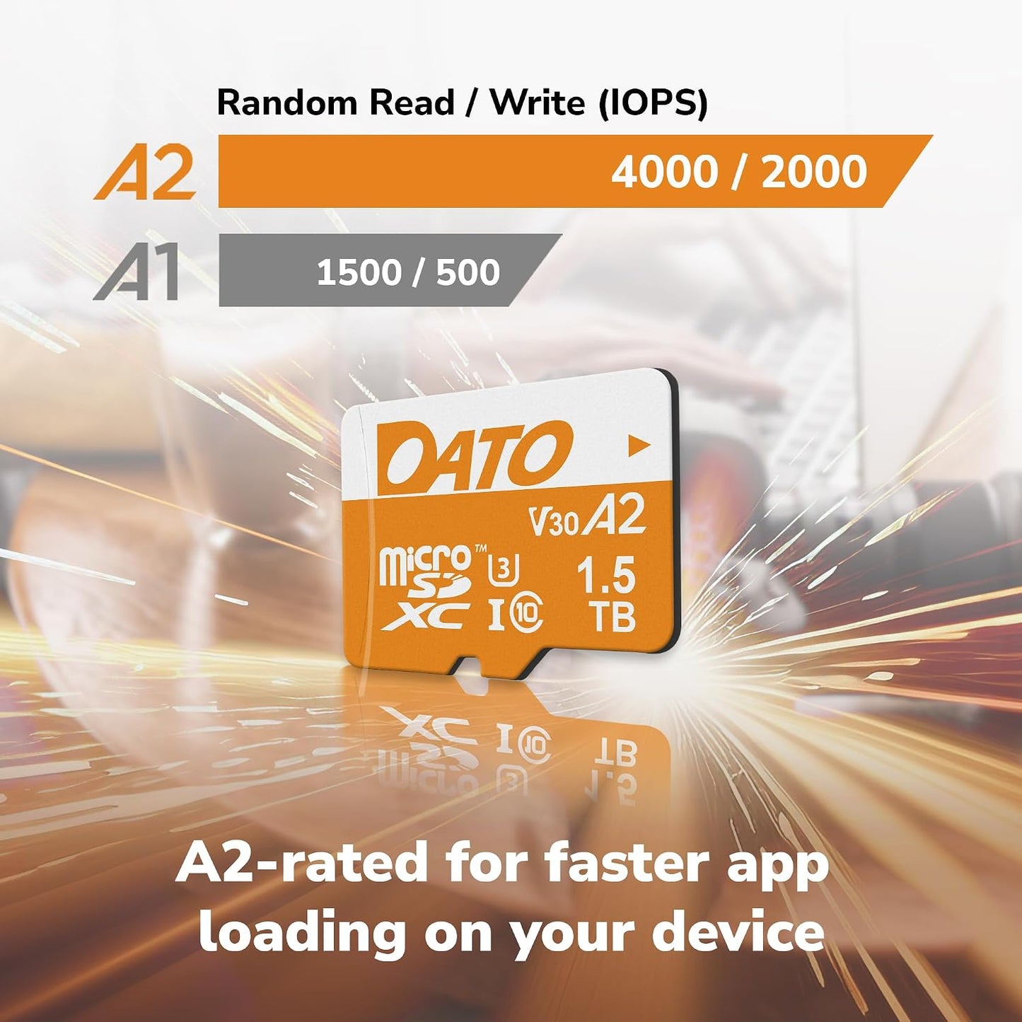 DATO 256GB C10, U3, V30, A2, 4K 160/150 Advance Plus microSDXC Memory Card w/Adapter, UHS-I, UHD, Up to MB/s